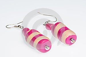 Pair of earrings in the shape of pink and cream candy