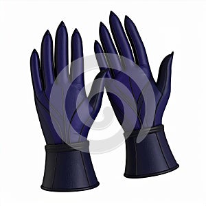 Pair of Elegant Dark Blue Leather Gloves