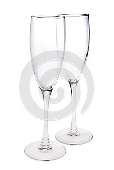 Pair of empty champagne glasses