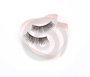 Pair of False Lashes in a Box on a White Background