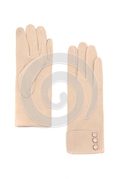 Pair of female gloves isolated on white