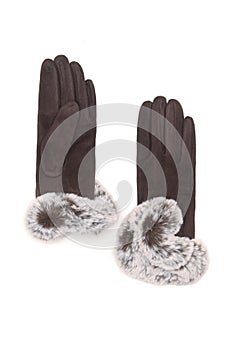 Pair of female gloves isolated on white