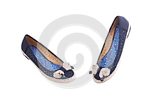 Pair of female summer shoe on white background