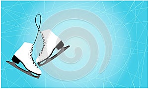 Pair of Figure Ice Skates Hanging Isolated on White Background, space for text