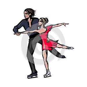 Pair figure skating, man and woman skating together