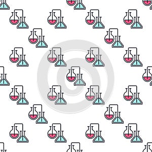 Pair of Flask vector Chemical colored seamless pattern