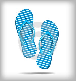 Pair of flip-flops on a white background. Vector illustration.
