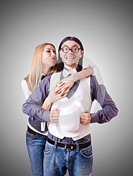 Pair in funny love concept