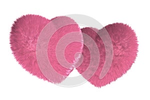 Pair of furry pink heart