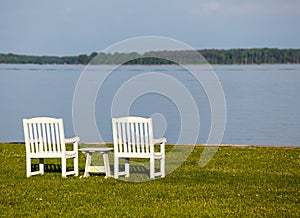 Pair of garden chairs by Chesapeake bay