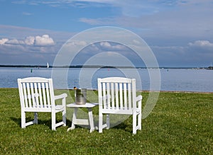 Pair of garden chairs by Chesapeake bay