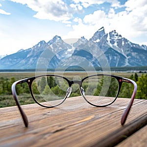 Glasses with clear view of mountains