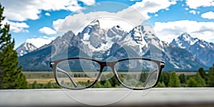 Glasses with clear view of mountains