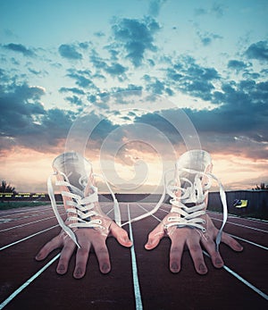 Pair of gloves with laces look like real hands