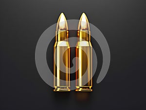 A pair of gold bullets on a black background
