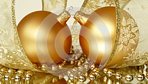 Pair Gold Christmas Ornaments