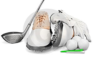 Pair of Golf Shoes with Glove, Ball, Tees and Golf
