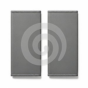 Pair of gray rectangular objects isolated on white background