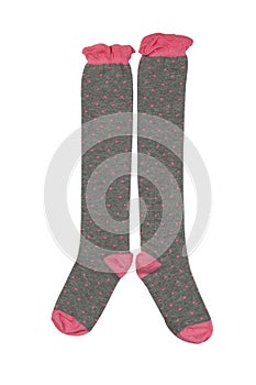 Pair of gray socks stockings, isolate