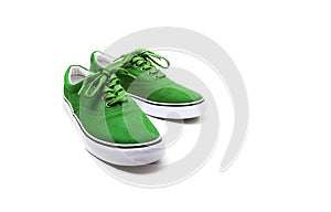 A pair of Green canvas shoes isolated on white