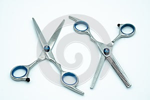 A pair of hair scissors, work tool for hairdressers