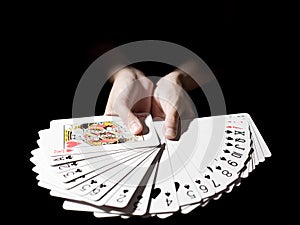 Pair of hand show poker deck