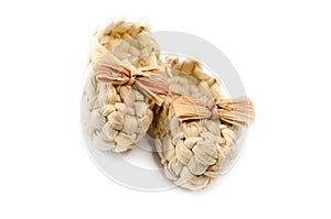 A pair of handmade braided sandals