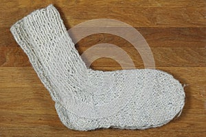 A pair of handmade woolen socks