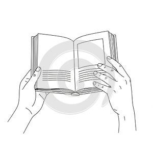 A Pair of Hands Gently Holding an Open Book, Symbolizing Knowledge, vector design Generative AI