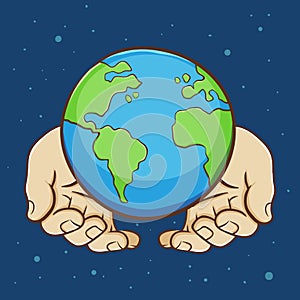 Pair of Hands Holding Earth