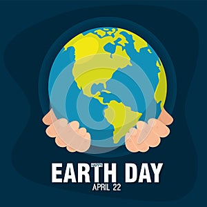 Pair of hands holding our planet Earth day Vector