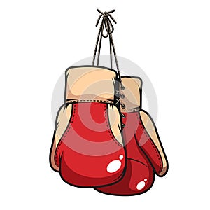 Pair of hanging boxing gloves