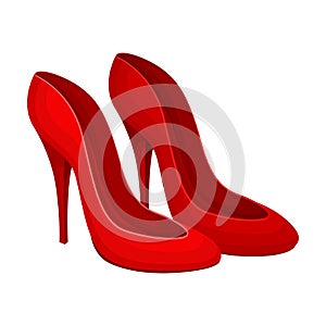 Pair of High Heeled Red Shoes Isolated on White Background Vector Illustration