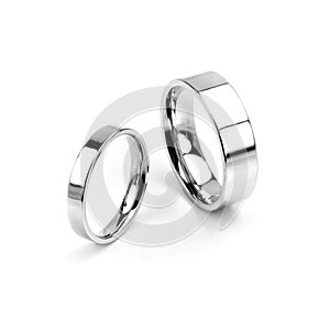 Pair of His and Hers Plain Silver Wedding Rings