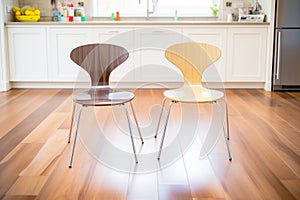 pair of iconic bentwood chairs on parquet flooring