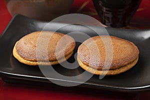 Pair of Japanese Dorayaki close up