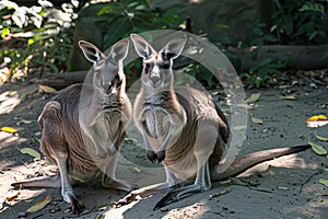 Pair of Kangaroos Standing Together