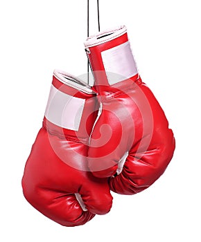 Pair of leather boxing gloves isolated