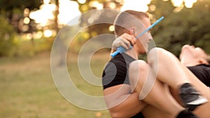 Pair of lovers blowing bubbles outdoors