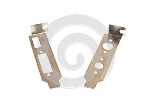 A pair of low profile computer peripheral expansion card brackets