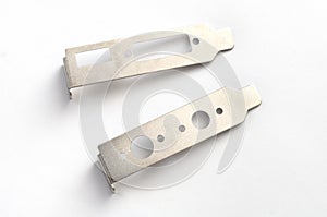 A pair of low profile computer peripheral expansion card brackets