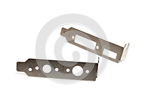 A pair of low profile computer peripheral expansion card brackets