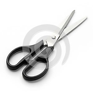 Black Handled Scissors Isolated on White Background