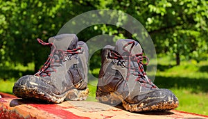 Pair of muddy boots