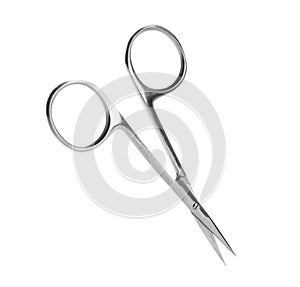 Pair of nail scissors on white