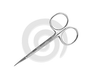 Pair of nail scissors on white