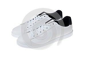 Pair of new white sneakers, isolated on white background