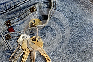 Pair of Old Jean with Set of House Keys