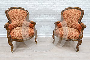 Pair of old vintage luxury armchairs.