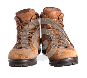 Pair of old worn walking boots